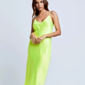 size 4 Jodie V Neck Slip Dress L'AGENCE $495 Chartreuse